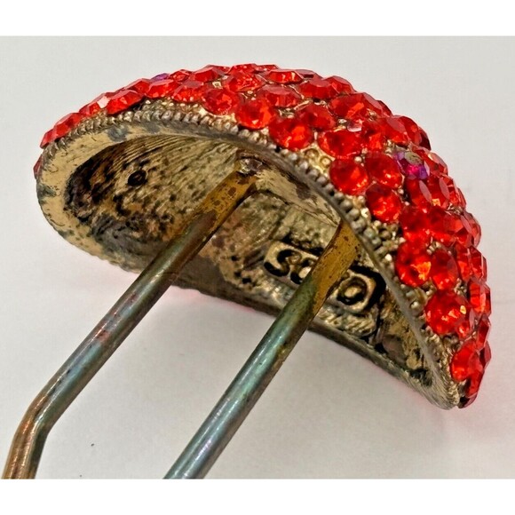 Vintage SOHO Signed‎ Hair Stick Red Crystal Mushroom Jewelry Gold Tone Metal HTF - Picture 16 of 16
